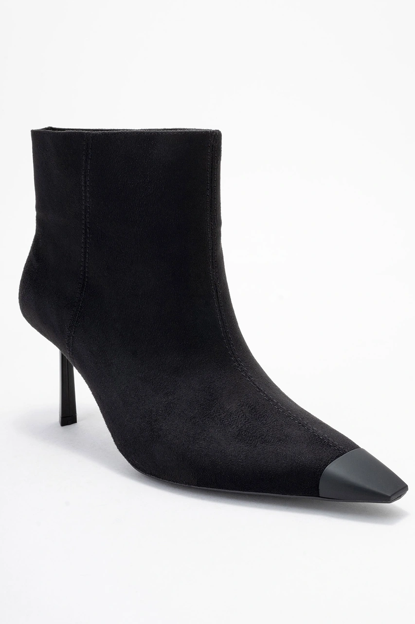 Luvishoes Luvi Shoes Rassel Siyah Süet Mat Burunlu Kadın İnce Topuklu Bot Siyah Süet
