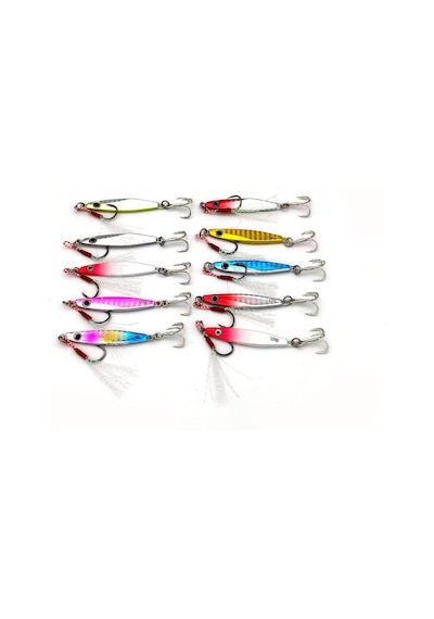 Ayrex Valkyrie 10 Adet 10gr 4.8cm Kutulu Metal Rapala Jig Seti Balık Olta Yemi İspanyol Oltası