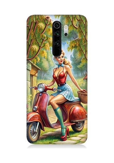 Xiaomi Redmi Note 8 Pro Uyumlu Güzel Kadın Ve Vespa Motosiklet Desenli Silikon Kılıf