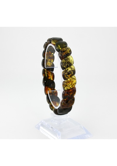 Kehribar Bileklik Özel Fosilli Roleks Tasarım Ambergold Blk23-42 Çok Renkli