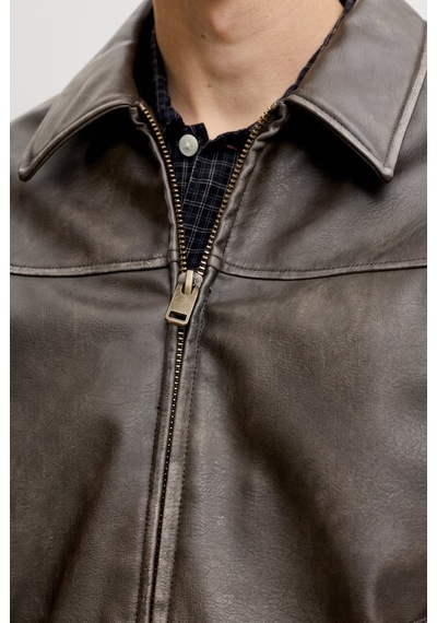 Jack & Jones Jjmarlon Pu Jacket Kahverengi