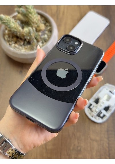 Apple iPhone 13/14 Magsafe Uyumlu Mika Sararmaz Kılıf Soocase720 Siyah