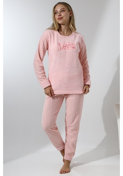 Wordex Fawn 5019 Peluş Welsoft Polar Kışlık Yumoş Kadın Pijama Takımı Love Pembe Toz Pembe Wordex Fawn 5019 Peluş Welsoft Polar Kışlık Yumoş Kadın Pijama Takımı Love Pembe Toz Pembe