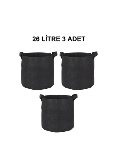 Grow Wizard Kumaş Saksı Pot 26 Litre 3 Adet