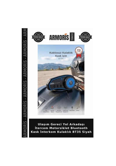 Ulaşım Gereci Yol Arkadaşı İtercom Motorsiklet Bluetooth Kask İnterkom Kulaklık Bt35 Siyah