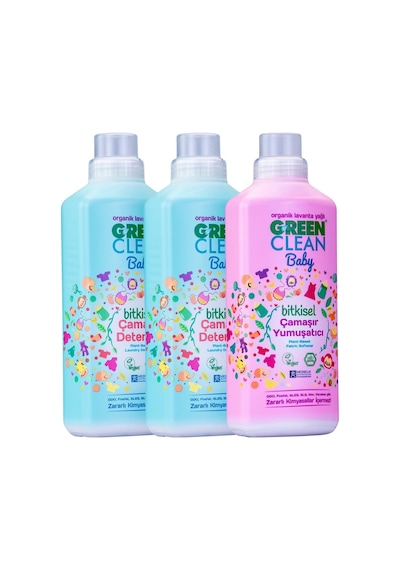 U Green Clean Baby Çamaşır Deterjanı 1 L + Çamaşır Deterjanı 1 L + Yumuşatıcı