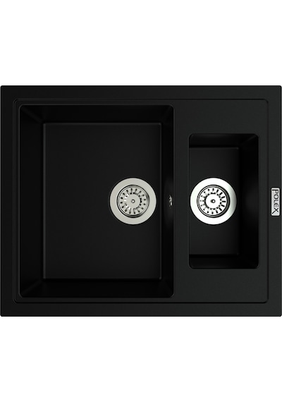 Polex Cristalüx Granit Evye P-04 Siyah 1.5 Gözlü Tezgah Altı Ve Tezgah Üstü Kare Mutfak Evyesi 59.5x49 CM