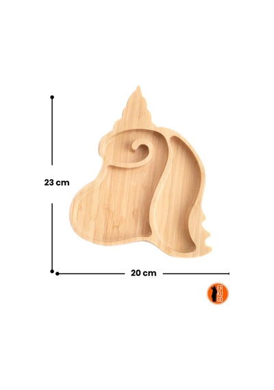 Bambu Unicorn 2 Bölmeli Doğal Bebek & Çocuk Mama Tabağı