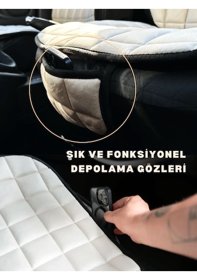 Focus 3 Koltuk Minder Ortopedik Cepli Araç Ve Kılıf Seti Tam Uyumlu,bej Renk,konforlu Tasarım