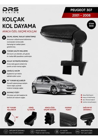 Peugeot 307 2001 - 2008 Kolçak Kol Dayama Siyah