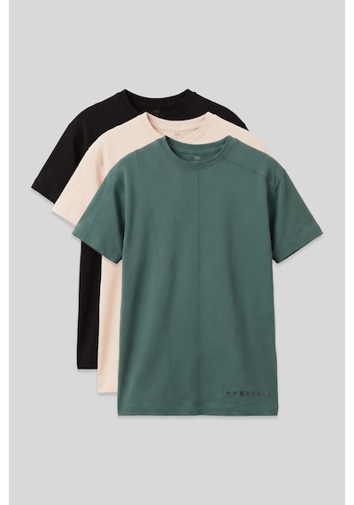 Basic Oversize O Yaka 3lü Paket Siyah-bej-açık Yeşil Erkek Çocuk T-shirt - 11297 Siyah-bej-kaktüs