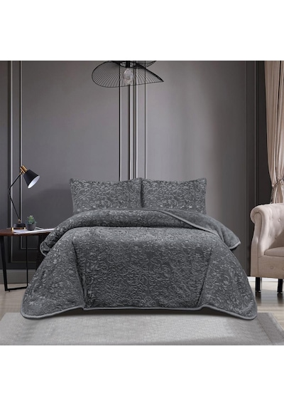 Soft Battaniye Çift Kişilik 220 X 240 Antrasit Yastık Kılıfı Hediyeli Antrasit