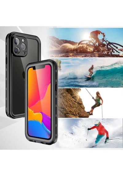 Apple Uyumlu iPhone 13 Pro Max Kılıf 1-1 Su Geçirmez Kılıf Siyah