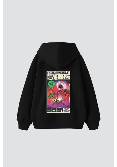 Startmore Astroworld Baskılı Oversize Unisex Beyaz Siyah