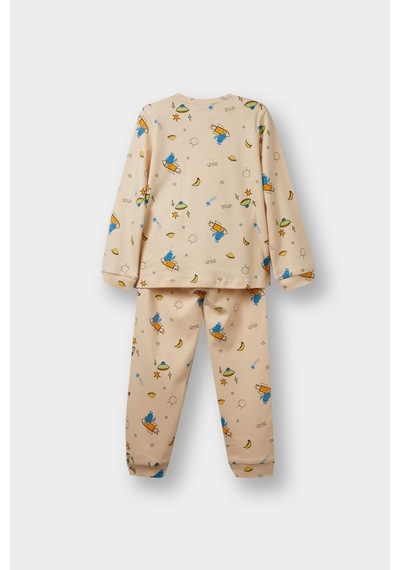 Defacto Erkek Bebek Pijama Takımı Uzay Baskılı Uzun Kollu Üst Uzun Alt F0550a525aubg286 Bej Defacto Erkek Bebek Pijama Takımı Uzay Baskılı Uzun Kollu Üst Uzun Alt F0550a525aubg286 Bej