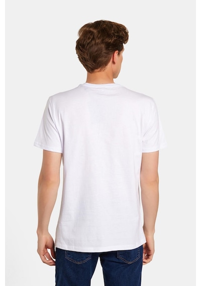 Tudors Erkek Slim Fit Dar Kesim %100 Pamuk Yumuşak Dokulu Baskılı Siyah Bisiklet Yaka Tişört-34724 Beyaz
