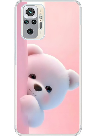Xiaomi Redmi Note 10 Pro Uyumlu Şeffaf Kılıf 1 Peluş Ayıcık Tasarımlı