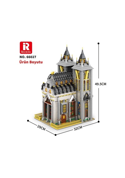 Reobrix 66027 Ortaçağ Kilisesi Yaratıcı Yapı Blok Seti Building Blocks European Century Medieval Churches - 3468 Parça