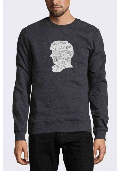 Sherlock Impossible Baskılı Füme Antrasit Erkek Sweatshirt