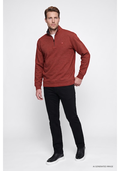Wrangler Pamuklu Selanik Regular Fit Fermuarlı Erkek Sweatshirt W2620081810 Kiremit