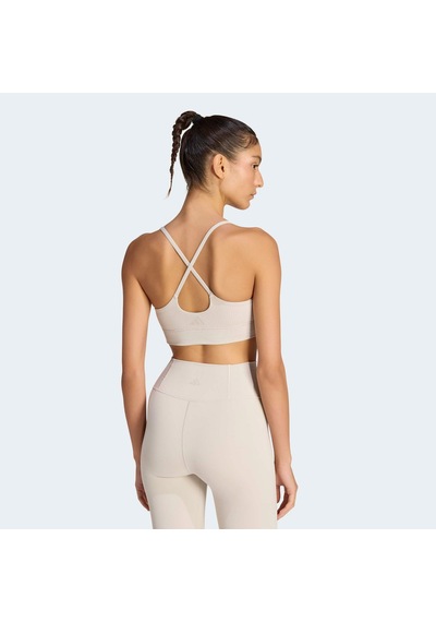 Adidas All Me Light Support Rib Long Line Kadın Bej Antrenman Bra Jz4959