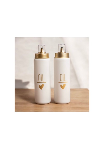 2 Li Damlatmaz Kapaklı Cam 550 Ml Oil Yağdanlık Yağlık Set Beyaz Beyaz
