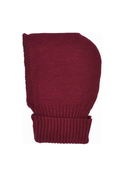 Külah Balaclava Kadın Triko Kar Maskesi Bere Boyunluk Bordo Bordo Standart