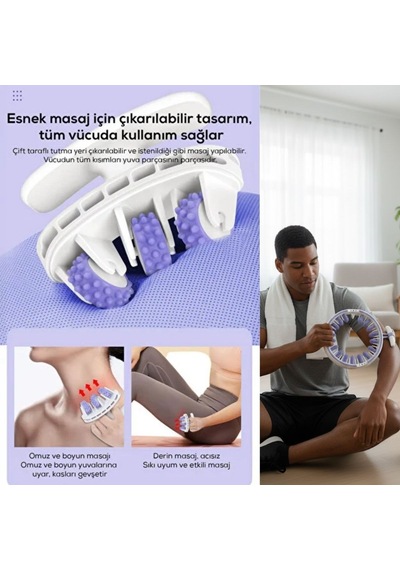 Büro Ev Ofis Kişisel Masaj Bakımı İçin 14 Tekerli Ayarlı 360 Dönen Bacak Bel Kol Silindir Aparatı