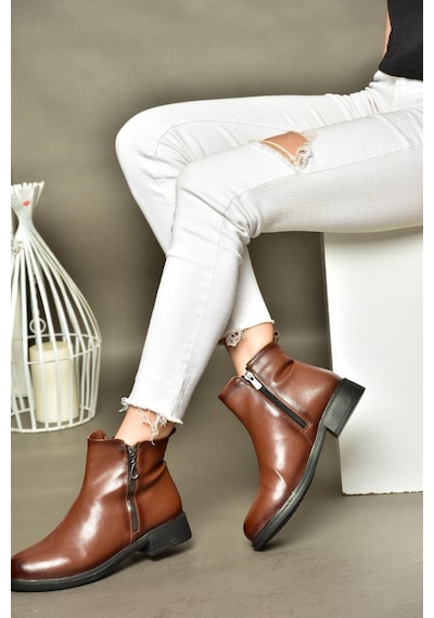 Fox Shoes R374050409 Taba Alçak Tabanlı Kadın Bot Taba