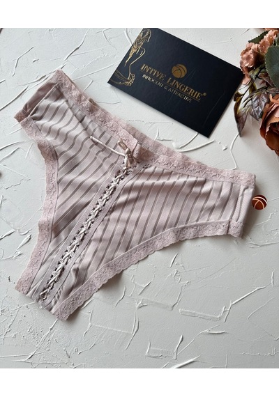 Lola Transparan Arkası Bağlama Detaylı Pamuklu Fantezi/günlük Kul Bej