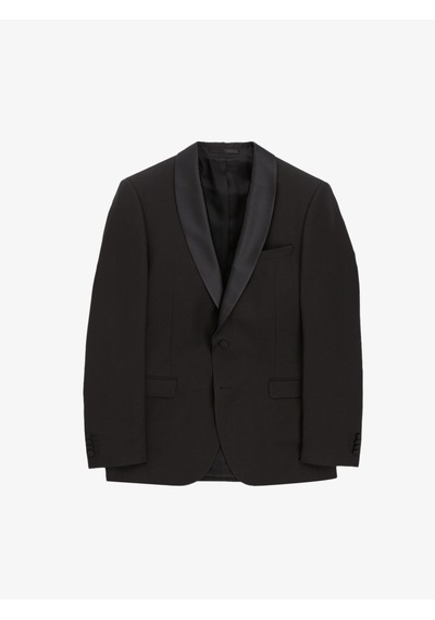 Cacharel Siyah Slim Fit Yün Karışımlı Şal Yaka Smokin Damatlık