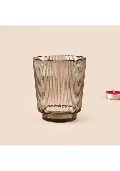 Deco Çizgili Bardak Mumluk - Füme - 11 Cm Çok Renkli