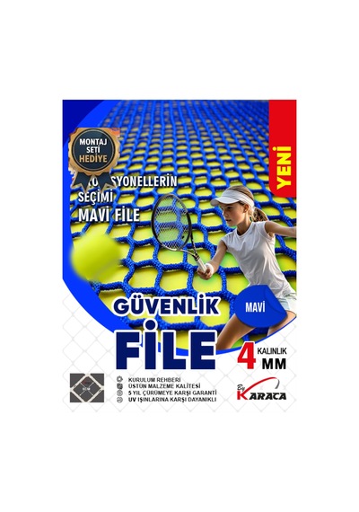 Mavi Güvenlik File 1.5x5m 4mm Kalın İp, 5x5cm Göz Aralığı