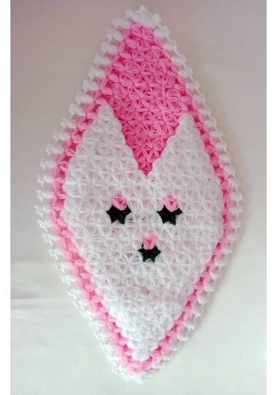 El Örgüsü Çiçekli Üçgen Banyo Lifi Beyaz - Pembe