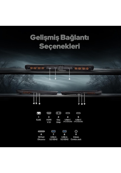 Game Garaj Slayer5 9XL-5080 C3 U9-275HX 64 GB 2 TB RTX5080 17" Free Dos Dizüstü Oyuncu Bilgisayarı