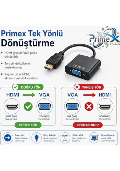 To Vga Dişi Görüntü Dönüştürücü Siyah