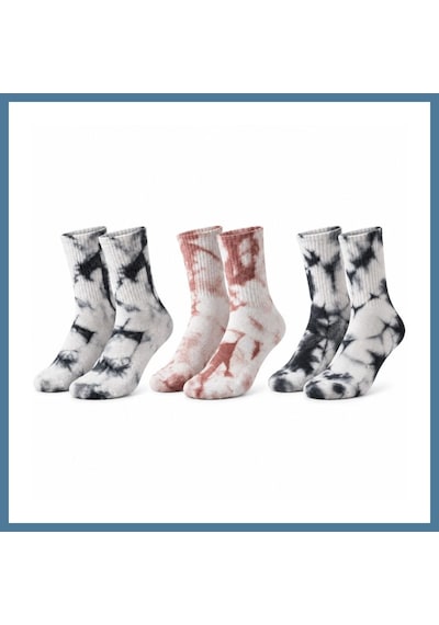 Bezos Unisex Batik Desenli Çorap 3'lü Set Pamuklu Uzun Soket Günlük Spor Nefes Alan Dikişsiz Btkfz Çok  Renkli