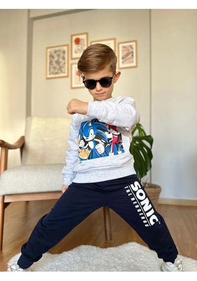 Koçak Kids Yeni Sezon Sonic Desenli Gri Renk Erkek Çocuk Eşofman Takım Gri