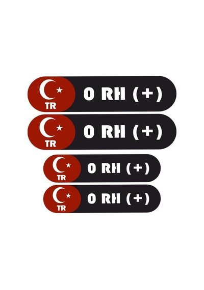 Motosiklet Kan Grubu Sticker Kask Kaporta 4 Parça 0 Rh +