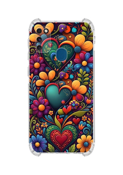 Printify Samsung Galaxy M30s İle Uyumlu Düşlerin Dansı Serisi Çiçeklerin Dansı Tasarımlı Uv Baskılı Köşe Korumalı Antişok Kılıf Şeffaf