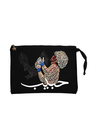 Khabib Kartal Graphic Siyah Clutch Astarlı Cüzdan / El Çantası Siyah