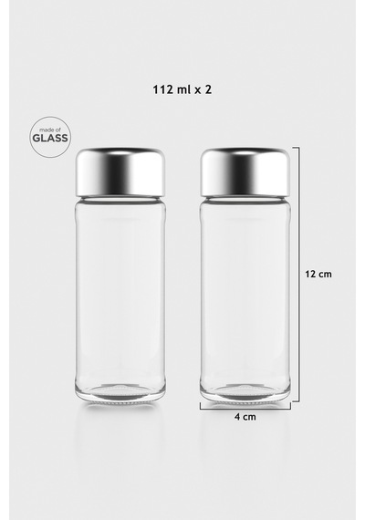 Renga Voca 112 Ml Metal Kapaklı 2'li Cam Tuzluk Biberlik Seti 121011 Gümüş