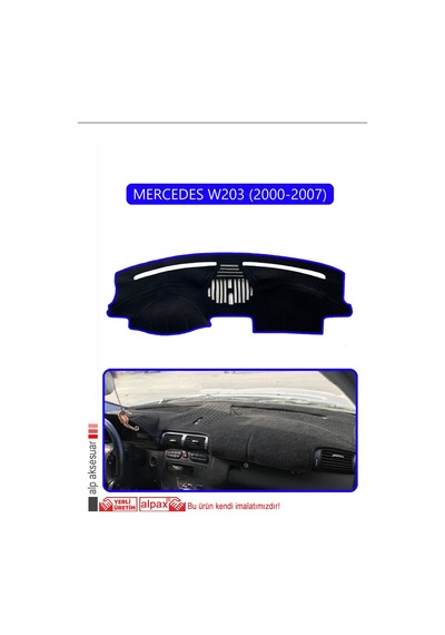 Mercedes W203 2000-2007torpido Koruma Halısı Mavi Kenar