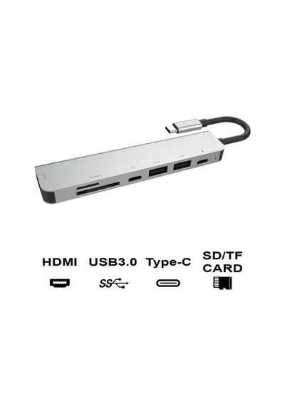 7 In 1 Sd Usb Type-C Hub Hdmı Girişli Apple Uyumlu MacBook Çevirici Çoklayıcı (451484926)