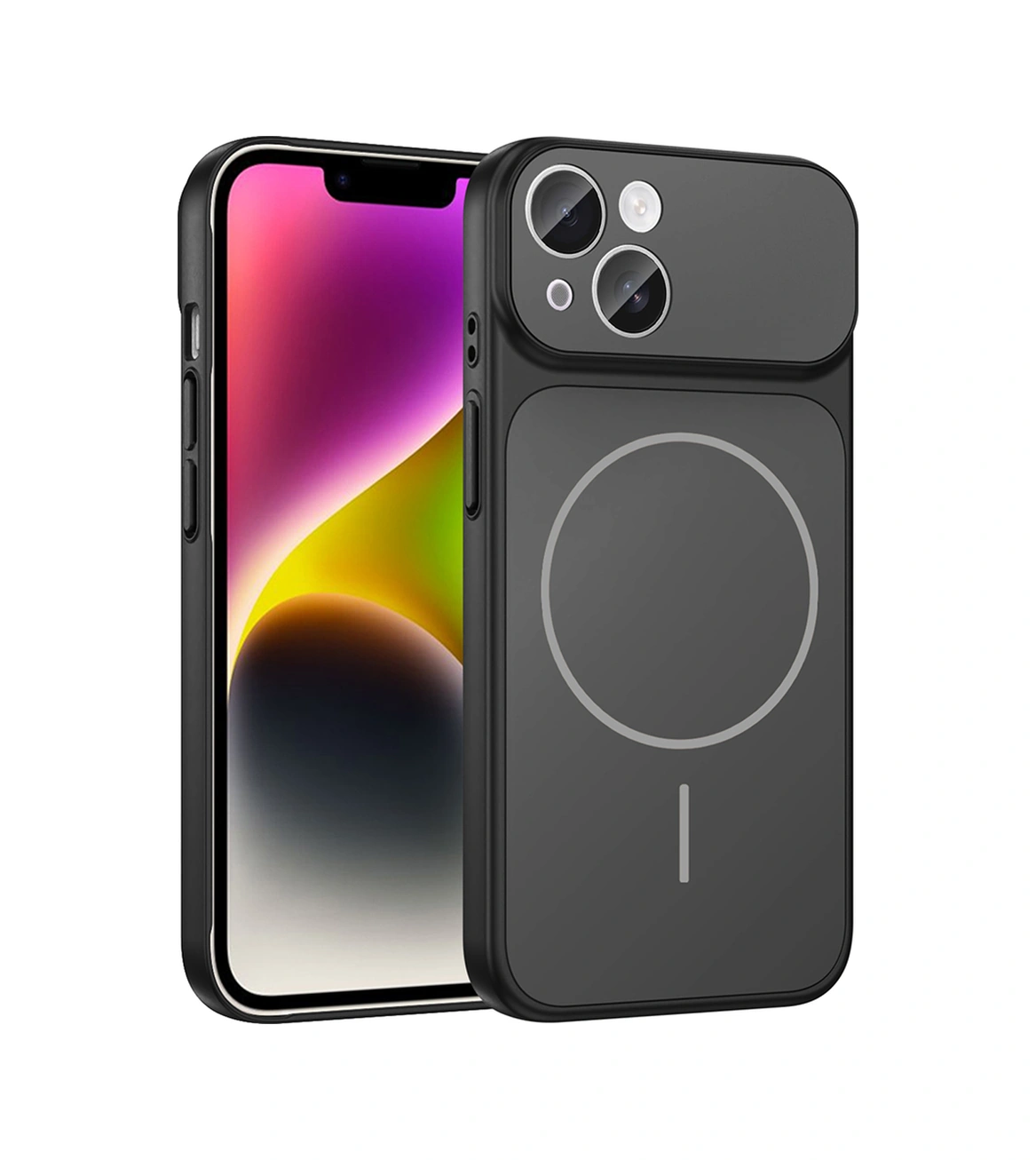 Apple Uyumlu iPhone 14 Kılıf Kablosuz Şarj Özellikli Kamera Korumalı Formen Kapak Siyah