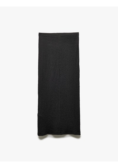 Koton Standart Bel Slim Fit Dokulu Midi Boy Kalem Etek Antrasit 5sak10084ek Antrasit