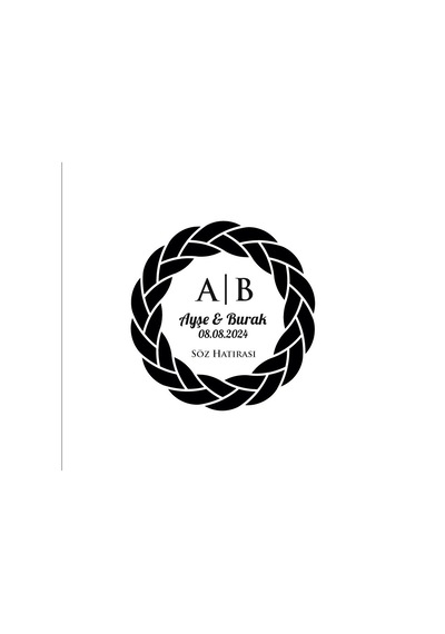 Kalın Örgülü Çerçeveli Yuvarlak Mühür Kına Nişan Düğün 3x3 Cm Özel Etiket / 50 Adet Sticker Beyaz