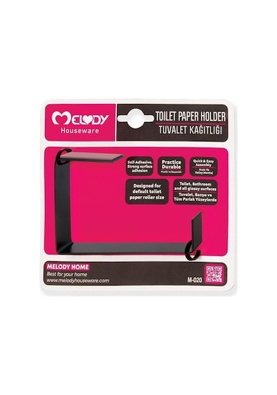 Buççin Online Mağaza Melody Houseware Tuvalet Kağıtlığı Yapışkanlı-vidalı Metal Siyah Çok Renkli