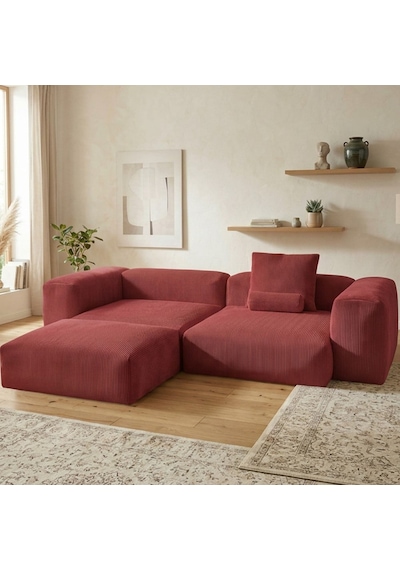 Relax Köşe Koltuk Takımı Sünger Koltuk Kanepe Divan Kırmızı