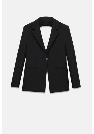 Kadın Siyah Sırt Dekolteli Blazer Siyah